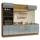 Armário de Cozinha Completa 270 x 60 cm Rustic/Cinza Lux Madesa 06