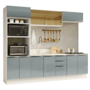 Armário de Cozinha Completa 270 x 60 cm Branco/Cinza Lux Madesa 06