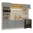 Armário de Cozinha Completa 270 cm Branco/Cinza Lux Madesa 07