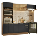 Armário de Cozinha Completa 270 x 60 cm Rustic/Preto Lux Madesa 08