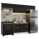 Armário de Cozinha Completa 280 cm Branco/Preto Lux Madesa 01