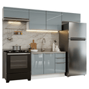 Armário de Cozinha Completa 280 cm Branco/Cinza Lux Madesa 01