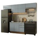 Armário de Cozinha Completa 280 x 60 cm Rustic/Cinza Lux Madesa 02