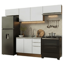 Armário de Cozinha Completa 280 x 60 cm Rustic/Branco Veludo Lux Madesa 02