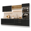 Armário de Cozinha Completa 310 cm Branco/Preto Lux Madesa 03