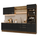 Armário de Cozinha Completa 310 cm Rustic/Preto Lux Madesa 03