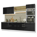 Armário de Cozinha Completa 310 x 60 cm Branco/Preto Lux Madesa 04