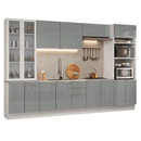 Armário de Cozinha Completa 340 cm Branco/Cinza Lux Madesa 03