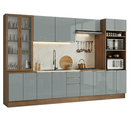 Armário de Cozinha Completa 340 x 60 cm Rustic/Cinza Lux Madesa 04