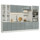 Armário de Cozinha Completa 340 x 60 cm Branco/Cinza Lux Madesa 04