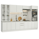 Armário de Cozinha Completa 340 x 60 cm Branco/Branco Veludo Lux Madesa 04