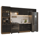 Armário de Cozinha Completa 350 cm Rustic/Preto Lux Madesa 01