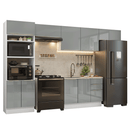 Armário de Cozinha Completa 350 cm Branco/Cinza Lux Madesa 01
