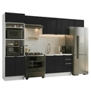 Armário de Cozinha Completa 350 x 60 cm Branco/Preto Lux Madesa 02