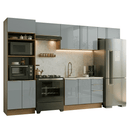 Armário de Cozinha Completa 350 x 60 cm Rustic/Cinza Lux Madesa 02