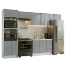 Armário de Cozinha Completa 350 x 60 cm Branco/Cinza Lux Madesa 02