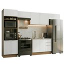 Armário de Cozinha Completa 350 x 60 cm Rustic/Branco Veludo Lux Madesa 02