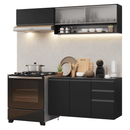 Armário de Cozinha Compacta 200 cm Suspenso Preto Nice Madesa 11