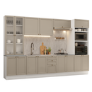 Armário de Cozinha Completa 340 cm Branco/Crema Vik Madesa 01
