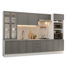 Armário de Cozinha Completa 340 cm Branco/Cinza Vik Madesa 01