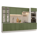 Armário de Cozinha Completa 340 cm Branco/Verde Vik Madesa 01