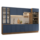 Armário de Cozinha Completa 340 cm Rustic/Azul Vik Madesa 01