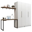 Conjunto Home Office 2 Armários Neo 1 Escrivaninha 2 Prateleiras Branco/Rustic Madesa