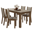 Conjunto Sala de Jantar Magnólia Mesa Tampo de Vidro 4 Cadeiras Rustic/Crema/Floral Hibiscos Madesa