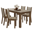 Conjunto Sala de Jantar Magnólia Mesa Tampo de Vidro 4 Cadeiras Rustic/Crema/Lírio Bege Madesa