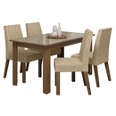 Conjunto Sala de Jantar Vanilla Mesa Tampo de Vidro 4 Cadeiras Rustic/Crema/Suede Imperial Madesa