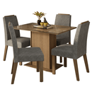 Conjunto Sala de Jantar Tampo de Vidro 4 Cadeiras Rustic/Silver Jasmin Madesa