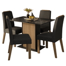 Conjunto Sala de Jantar Tampo de Vidro 4 Cadeiras Rustic/Preto/Oxford Jasmin Madesa