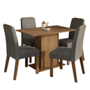 Conjunto Sala de Jantar Tampo de Madeira 4 Cadeiras Rustic/Silver Acácia Madesa
