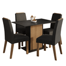 Conjunto Sala de Jantar Tampo de Madeira 4 Cadeiras Rustic/Preto/Oxford Acácia Madesa