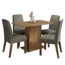 Conjunto Sala de Jantar Tampo de Madeira 4 Cadeiras Rustic/Silver Romã Madesa