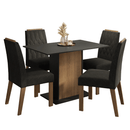Conjunto Sala de Jantar Tampo de Madeira 4 Cadeiras Rustic/Preto/Oxford Romã Madesa