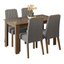 Conjunto Sala de Jantar Tampo de Vidro 4 Cadeiras Rustic/Silver Pétala Madesa