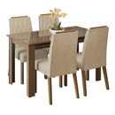 Conjunto Sala de Jantar Tampo de Vidro 4 Cadeiras Rustic/Imperial Pétala Madesa