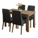 Conjunto Sala de Jantar Tampo de Madeira 4 Cadeiras Rustic/Oxford Hera Madesa