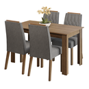 Conjunto Sala de Jantar Tampo de Madeira 4 Cadeiras Rustic/Silver Hera Madesa