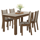 Conjunto Sala de Jantar Alva Mesa Tampo de Madeira 4 Cadeiras Rustic/Crema/Floral Hibiscos Madesa