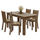 Conjunto Sala de Jantar Amora Mesa Tampo de Madeira 4 Cadeiras Rustic/Crema/Lírio Bege Madesa