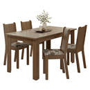 Conjunto Sala de Jantar Avelã Mesa Tampo de Vidro 4 Cadeiras Rustic/Crema/Floral Hibiscos Madesa