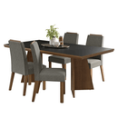 Conjunto Sala de Jantar Tampo de Madeira 4 Cadeiras Rustic/Preto/Silver Arles Madesa
