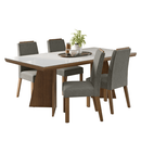 Conjunto Sala de Jantar Tampo com Vidro 4 Cadeiras Rustic/Branco/Silver Todi Madesa