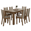 Conjunto Sala de Jantar Elóra Mesa Tampo de Vidro 6 Cadeiras Rustic/Crema/Floral Hibiscos Madesa