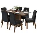 Conjunto Sala de Jantar Tampo de Vidro 6 Cadeiras Rustic/Oxford Dália Madesa