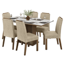 Conjunto Sala de Jantar Tampo de Vidro 6 Cadeiras Rustic/Branco/Imperial Dália Madesa