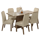 Conjunto Sala de Jantar Tampo de Vidro 6 Cadeiras Rustic/Crema/Imperial Tulipa Madesa