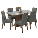 Conjunto Sala de Jantar Tampo de Vidro 6 Cadeiras Rustic/Cinza/Silver Tulipa Madesa
